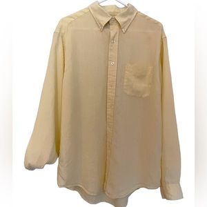 Brooks Brothers Irish Linen Mens Button Down Shirt‎ Long Sleeve Size M Yellow